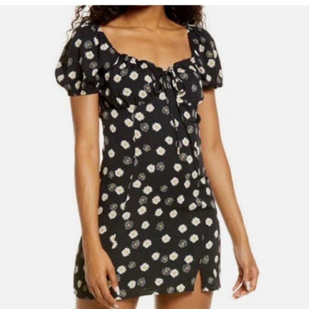 BP Black Daisy Print Short Sleeve Mini Dress Small NWOT Floral Dainty Feminine